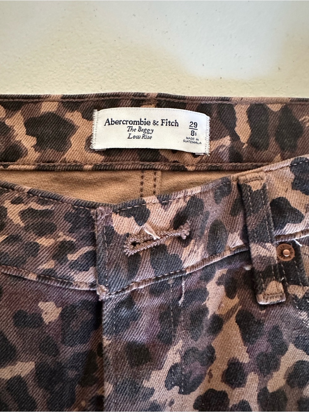 Abercrombie & Fitch Baggy Leopard Print Jeans - Brown & Black - Picture 4 of 7